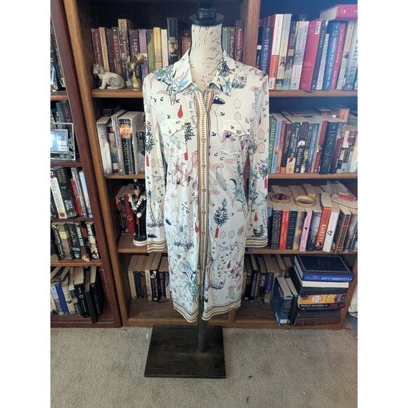 Tory Burch Dresses & Skirts - Tory Burch Women's Size Medium Cora White Print Silk Shirt Midi Dress RTR $495